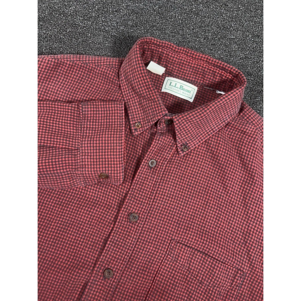 Vintage LL Bean Flannel Shirt Men's XL Red Black Gingham Check Made In USA